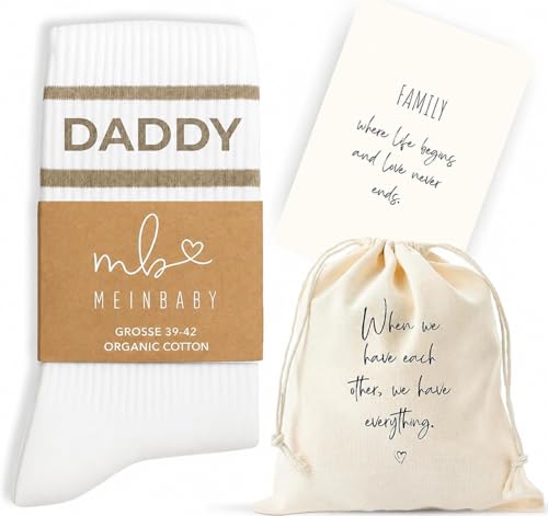 MeinBaby123® Geschenk zur Geburt Schwangerschaft, Baby Socken, Mama Socken, Papa Socken, Mommy Daddy Baby Socken, Geschenk Eltern, Babyparty