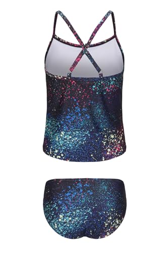 Image of Girls Two Piece Tankini Swimsuits Tie Dye Bathing Suit Kids Hawaiian Swimwear Set 3-16 Years