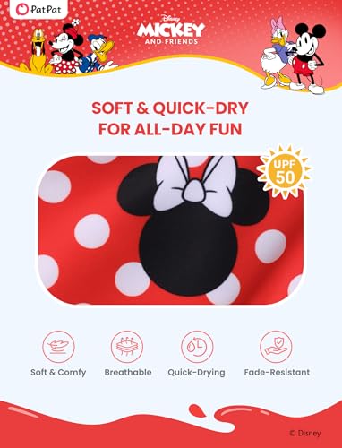 Image of Disney Stitch Minnie Mouse Bikini Swimsuit, 2 Piece Toddler Girls Bathing Suit, Swimwear with Straps & Bow, UPF 50+ Rashguard