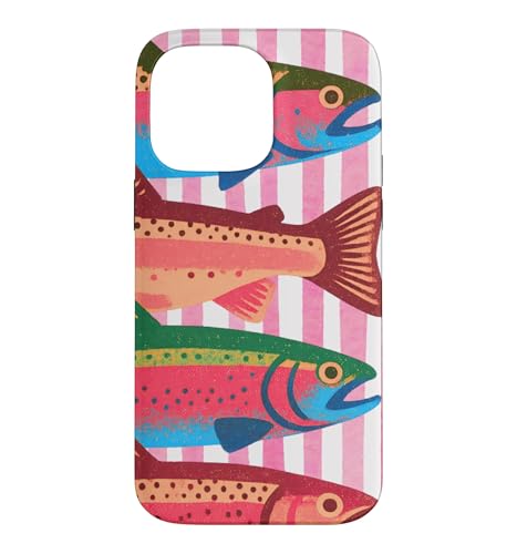 Fish Trout In a Row Colorful Fishing Lover Summer �X�}�z�P�[�X iPhone 14 Pro Max �p