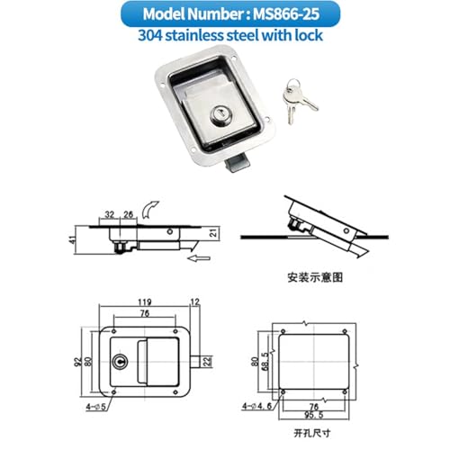 Serrure de boîte à outils pour véhicule utilitaire de chantier en inox - 3