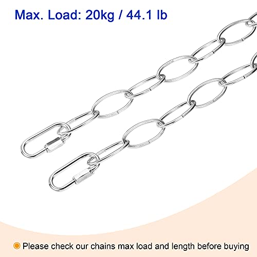 Image of MECCANIXITY Pendant Light Fixture Chains, 3mm Thick 1m Long Chandelier Hanging Links with Chain Connectors, Silver 1 Set