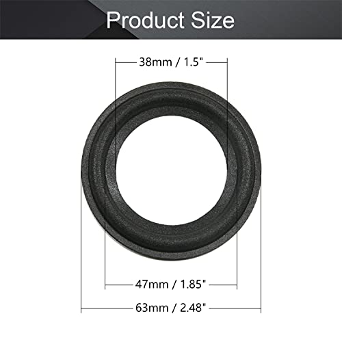 Image of Fielect 2.5inch /63mm Speaker Foam Edge Surround Rings Replacement Parts for Speaker Repair or DIY 4Pcs