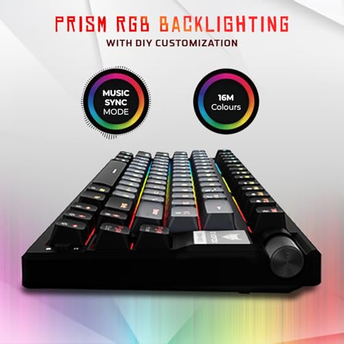 Image of EvoFox Ronin Wired Mechanical Gaming Keyboard | 9 Layer Gasket Sound Dampening Design, Outemu Red Silent Switches, Hot Swappable, Per-Key RGB, nKey Rollover, Volume Knob | Windows Software (Black)