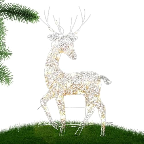82x45cm Reno De Navidad Al Aire Libre Con Luces - Reno Brillante Al Aire Libre, Decoración De Navidad Reno, Decoraciones De Navidad De Reno Al Aire Libre, Ciervo De Navidad Brillante Solar Al Aire