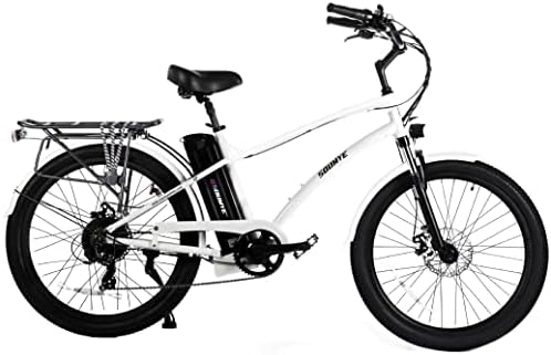 Soumye 48V500W13Ah 26" Step-Thru/Step-Over Beach Cruiser Electric Bicycle City E-Bike Mountain Bike (Step Over White)