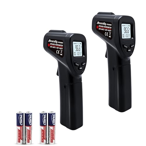 Infrared Thermometer Temperature Gun 2 Pack (NOT for Humans) -58℉~1022℉ (-50℃～550℃) Non-Contact Laser Instant-Read Digital Laser Infrared Ir Thermometer with Backlight(Black)
