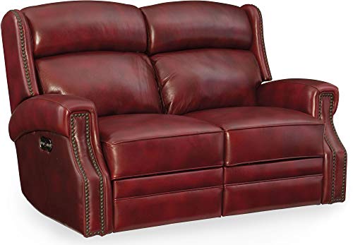 Hooker Furniture Carlisle Leather Power Motion Loveseat in Red