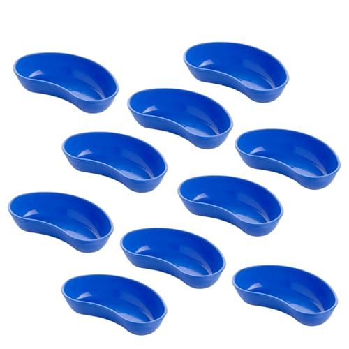 Kidney Dish/Tray/Bowl Medical Supplies Surgical Dental General Purpose Polypropylene 4 Sizes, Pack of 10 (Blue, 150mm x75mm x 30 mm)