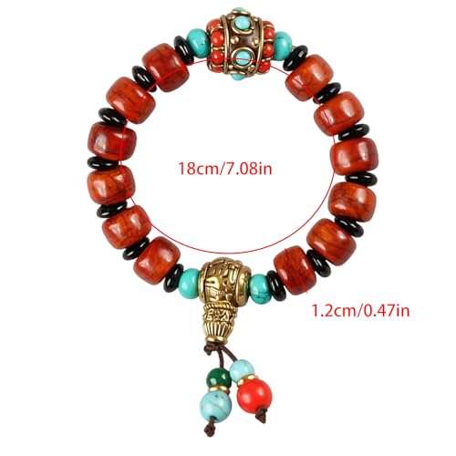 Cadena de muñeca verde turquesa elástica espiritual cuentas 3