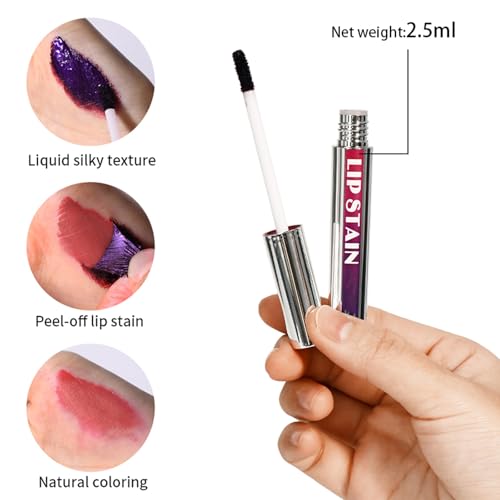 Mrettick 3PCS Lip Liner, Peel Off Lip Liner Tattoo, Peel Off Lippenstift, lang anhaltender Lippenfleck Peel Off, angereichert mit Hyaluronsäure & Vitamin E, Make-up Geschenk für Frauen (#1, M)