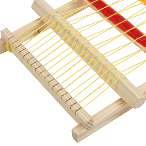 Miniatura 4 de Curtzy Telar De Madera 16,5 X 21,7 Cm Telar Marco Grande Para Múltiples Manualidades Hilos Mixtos, Vara De Ajuste, Peine, Lanzadera E Hilo De Nailon Kit Para Principiantes