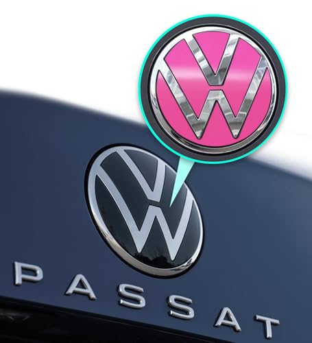Image of IPG Decal Made for VW 2021 Passat Polo Tiguan Golf Rear /Front Emblem Logo Decals Stickers Set (4 Units) (Gloss Pink)