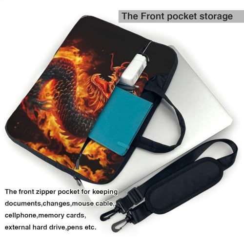 JCAKES Fire Chinese Dragon Print Laptop Bag Removable Shoulder Strap Laptop Bag Portable Computer Bag2