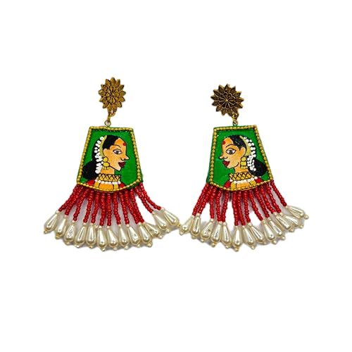 Image of KHOJ.CITY Ethnic Earrings for Women | Handmade Jewellery for Women | Lightweight Boho Statement Earrings for Girls | Multicolor Stylish Earrings