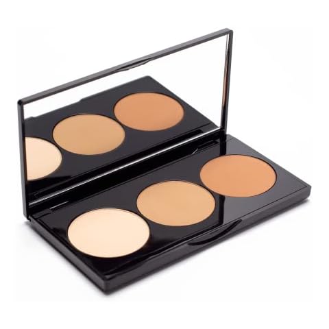 Fab Brows Fab Trio Contour Kit - Contour Palette Powder & Highlighter Makeup - Women's Face Makeup Kit with Contour Powder - Defining, Weightless, Highlighting Powder with an Angled Contour Brush Cover