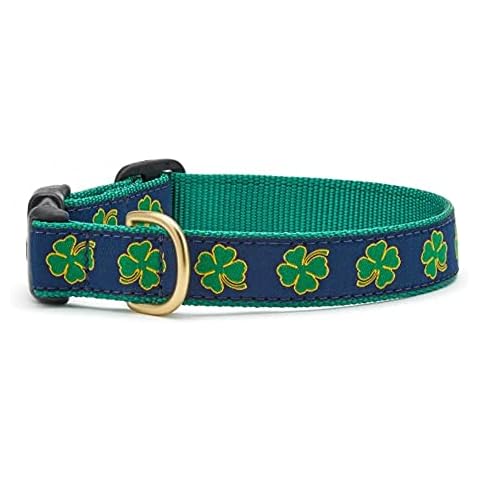 Up Country Navy Shamrock Pattern Dog Collar, Large (15 To 21 inches) 1 Inch Wide Width Cover