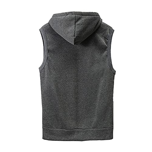 Men's Zip Up Sleeveless Hoodie Workout Cotton Fleece Cut Off Sweatshirt Pockets Drawstring Solid Sports T-Shirts2