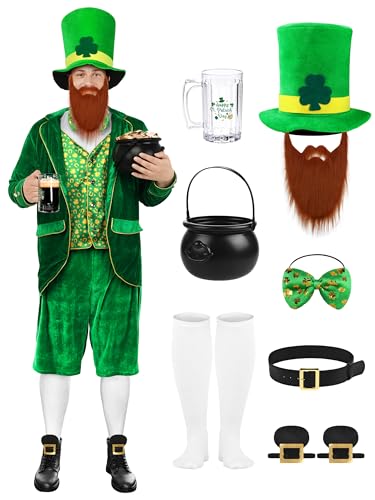 SOMSOC 10 Pcs Men's St. Patrick's Day Costume Set Irish...