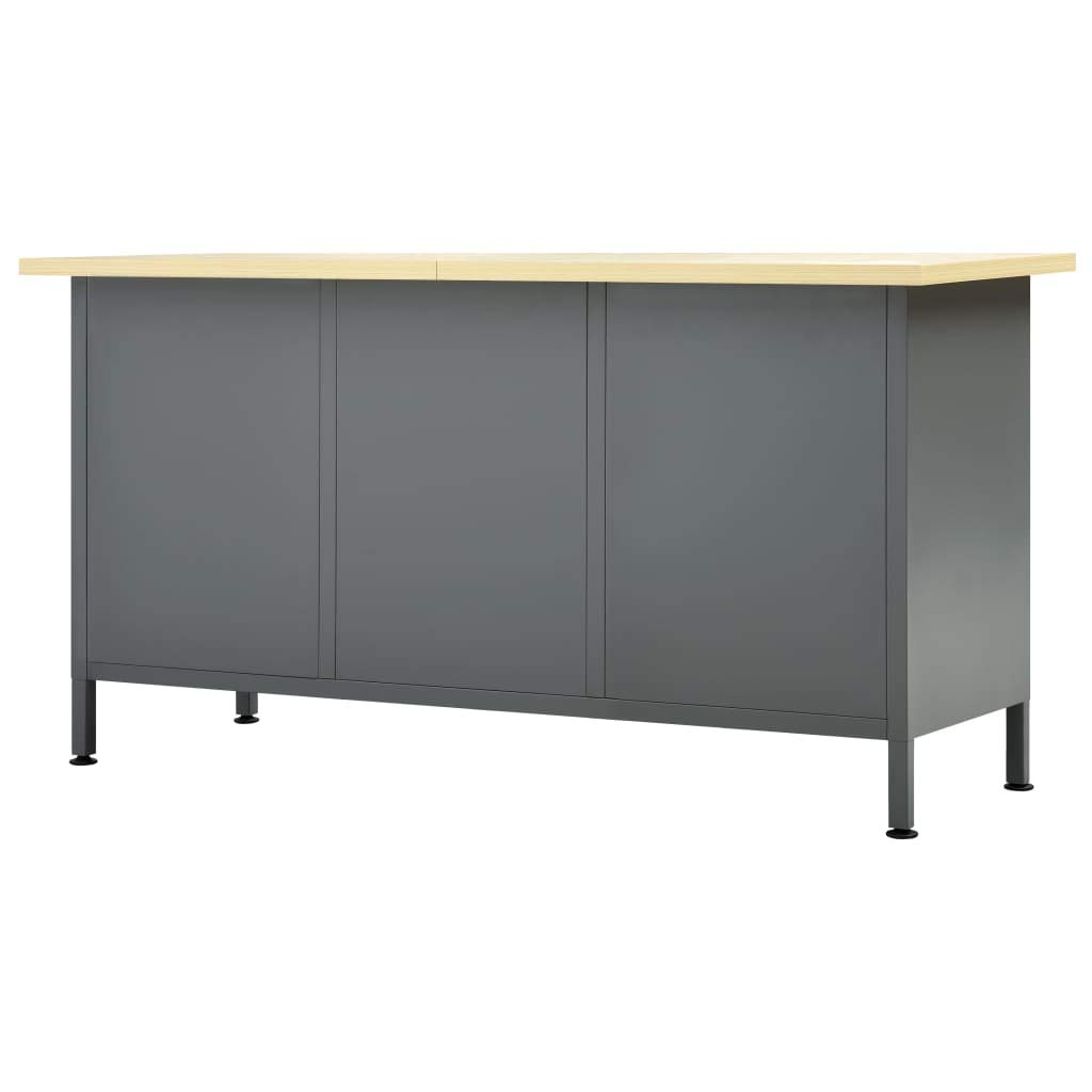 vidaXL Banco da Lavoro Acciaio 160x60x85 cm Nero Mobiletto Officina