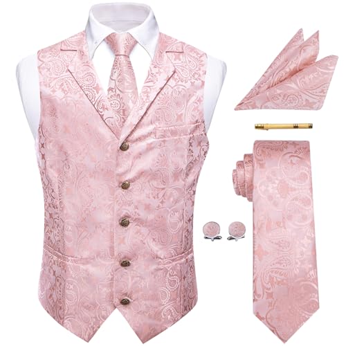 YourTies Weste für Herren, Seide, Jacquard, Blumenmuster, Paisleymuster, Krawatte, Einstecktuch, Manschettenknöpfe, Krawattenklammer, Hochzeit, formelle Anlässe, rose, XXL YourTies Weste für Herren, Seide, Jacquard, Blumenmuster, Paisleymuster, Krawatte, Einstecktuch, Manschettenknöpfe, Krawattenklammer, Hochzeit, formelle Anlässe, rose, XXL