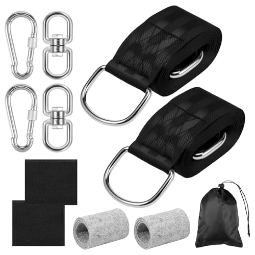 ZJRDYYK Safe Tree Swing Hanging Straps Kit, 10FT Adjustable Tree Swing Straps Hanging Kit with Safer Lock Snap Carabiners & Carry Pouch Bag for Tree Swing & Hammocks
