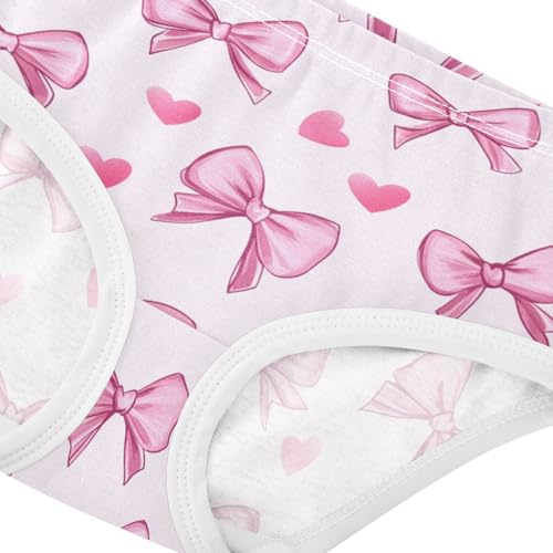 Wusikd Pink Bows Girls' Underwear Cotton Hearts Girls Briefs Soft Toddler Underwear 2T4