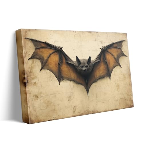 ART Halloween Canvas Wall Decor, Bat Horror Eerie Print Poster