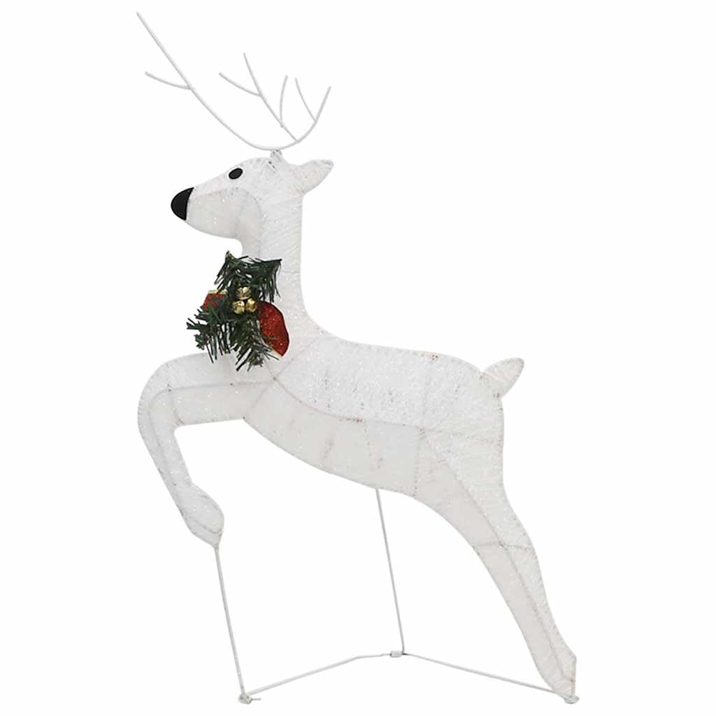 Weihnachtsdekoration Rentier mit Schlitten, 60 LED Lichterkette für Außen, Kaltweiß, 8 Leuchtmodi, USB-betrieben, Metallgestell Weihnachtsfigur für Garten und Terrasse