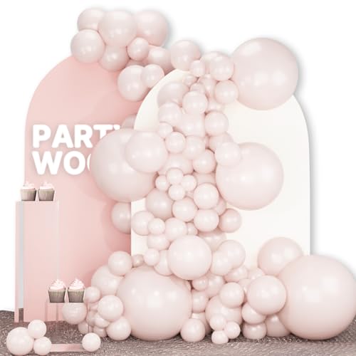 Image of PartyWoo Beige Balloons 140pcs Different Sizes of 18 12 10 5 Inch Boho Cream Ivory Neutral Balloon Arch Kit Garland for Wedding Bridal Graduation Baby Shower Birthday Party Decorations White-F60