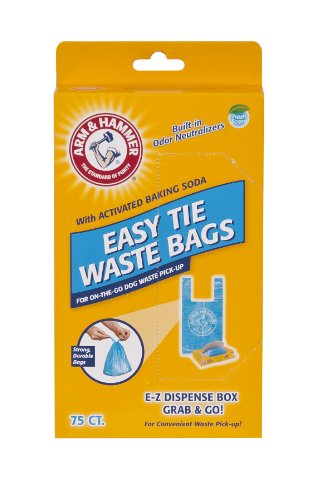 Arm & Hammer 71041 Easy-Tie Waste Bags, Blue, 75-Pack