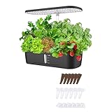 [MRG] 水耕栽培キット 室内 家庭菜園 12穴 LED植物育成ライト付き 自動水循環システム 高さ調整可能 ハーブ 野菜 おしゃれ 育苗セット(01.ブラック)