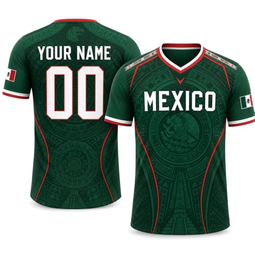 Personalized Mexico 2026 Soccer Jersey Custom Name Number Mexico Shirt Patriotic Soccer Uniform Men Women Youth Kids Fan Gift Soccers Team Fan Gift for Players