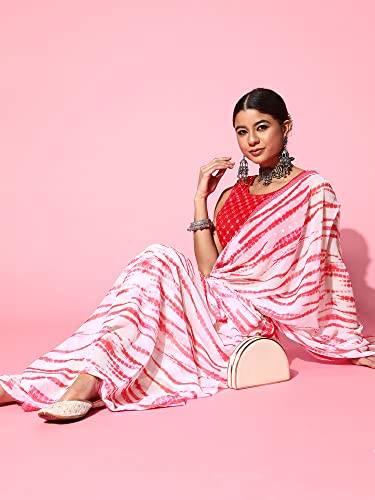 Image of AKHILAM Women's Crepe Printed Saree With Unstitched Blouse Piece (LIHAZ10 Parent)