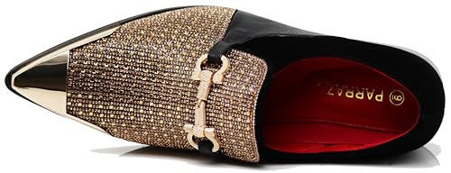 Image of Enzo Romeo Crisino Men Rhinestone Chrome Toe Suede Pointy Buckle Dress Loafer Slip On Shoes