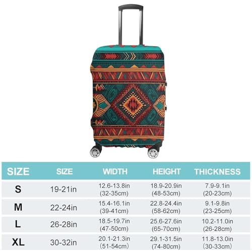 Ethnic Geometric Pattern Elastic Luggage Cover Suitcase Protector for 19-32 Inch Suitcases | Universal Stretchable Travel Bag Cover | Anti-Scratch, Washable with Zipper Closure M2