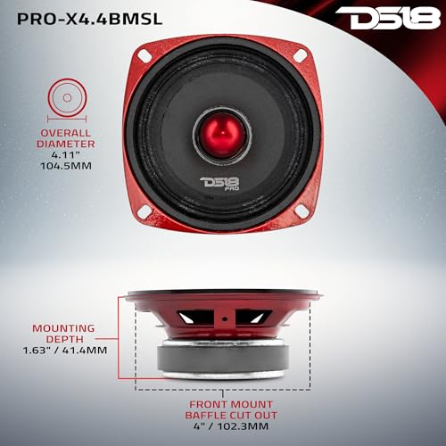 Ds18 Pro-X4.4Bmsl Car Speaker 4 Inch Shallow Mid-Range Loudspeaker With Bullet 200 Watts Max Power 100 Watts Rms 4-Ohm thumb #2
