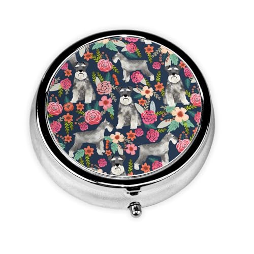 シュナウザー犬 スポーツ ピルケース 携帯用 薬ケース 薬箱 薬 飲み忘れ防止 ピルケース 大容量 丸い サプリケース 薬整理ケース 旅行にやさしいピルボックス