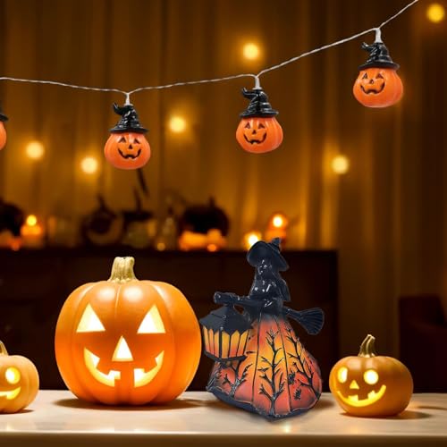 Lámpara de bruja de Halloween en resina para escritorio y decoración interior 7