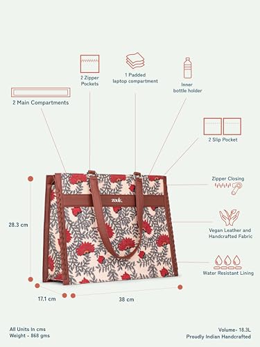 Image of ZOUK Boardroom Office Bag for Women | Big Size Business Tote | Laptop Up to 14 Inch | Water-Resistant | Stylish Handbag for Work & Travel |