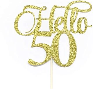 Atelier Elegance Hello 50 Cake Topper, 50 Cake Topper, 50th Birthday Cake Topper, Fifty
