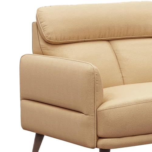 Image of Wakefit 1 Seater Sofa | 5 Year Warranty | Ivory Leatherette, Neem Wood, Standard Size, Living Room