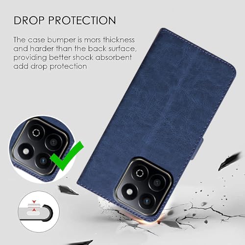 Image of Amazon Brand - Solimo Flip Leather Mobile Cover (Soft & Flexible Back case) for Honor X7c 5G (Blue)