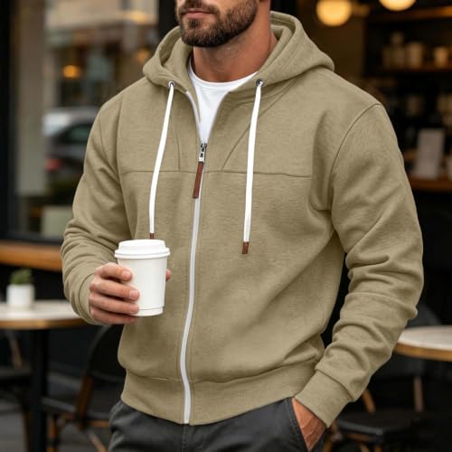 Mens Full Zip Hoodies Fashion Fleece Drawstring Hooded Sweatshirts Jackets - image 3
