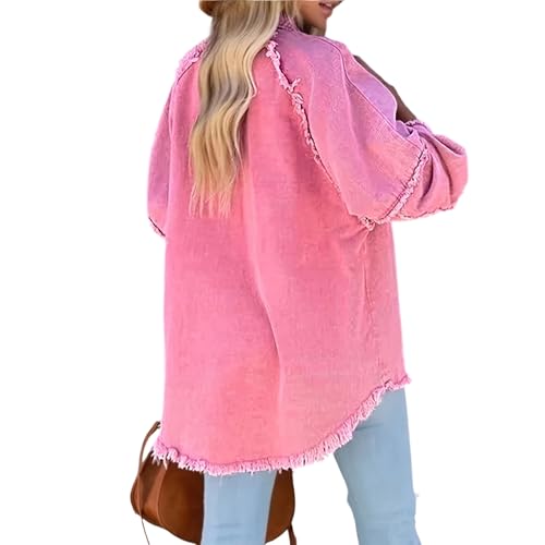 Oversized Denim Jacket Stretchy Denim Jacket Women Lightweight Plus Size Red Jean Jackets For Women Long Sleeve2