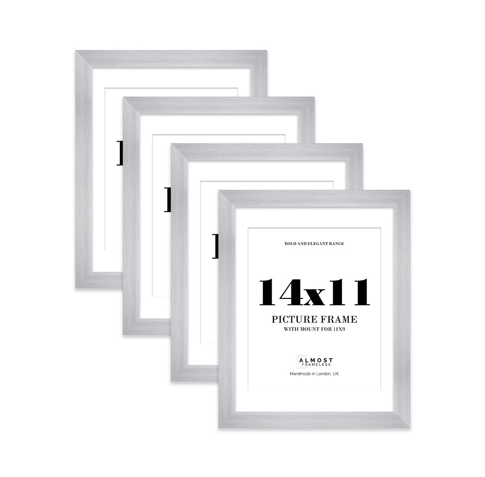 14x11" Silver Frame With Mount for 11x9" Pictures 28mm Edge Portrait and Landscape Display with Wall Hooks and Kickstand, 4 Pack โ image 1