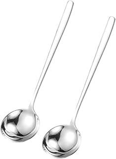 Parliky 2 Peças Colher De Aço Inoxidável Colheres De Metal Colheres De Talheres Colheres De Criança Colheres De Doces Colheres De Sopa De Aço Inoxidável Colheres De Servir Utensílios De