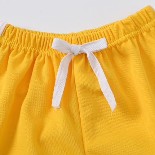 3 Pack Toddler Boys Girls Cotton Athletic Running Shorts, Kids Summer Casual Fashion Drawstring Soccer Shorts4