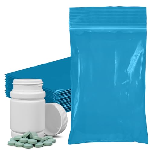 PUREVACY Storage Bags with Zipper, 3 x 5 Inch Reflex Blue Plastic Zip Bags, 2 Mil Reclosable Small Zipper Pouches for Organizing, Pack of 1000
