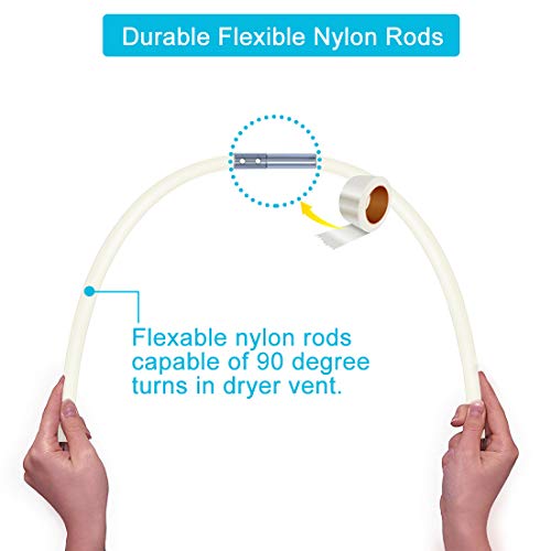 EAZY2HD Flexible Dryer Duct Cleaning Kit Lint Remover,Dryer Vent Cleaner Kit Extends up to 12 Feet, Synthetic Clean Brush Head, Includes 9 Flexible Rods,Use With or Without a Power Drill